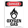 Signmission Safety Sign, OSHA Danger, 24" Height, Rigid Plastic, Oxygen Gas, Portrait OS-DS-P-1824-V-2370